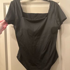 Classic Black Women's Bodysuit with Built-in Shapewear